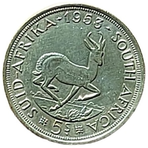 2 * 5 Schilling, Südafrika, 500 Silber je von 1953 und 1958